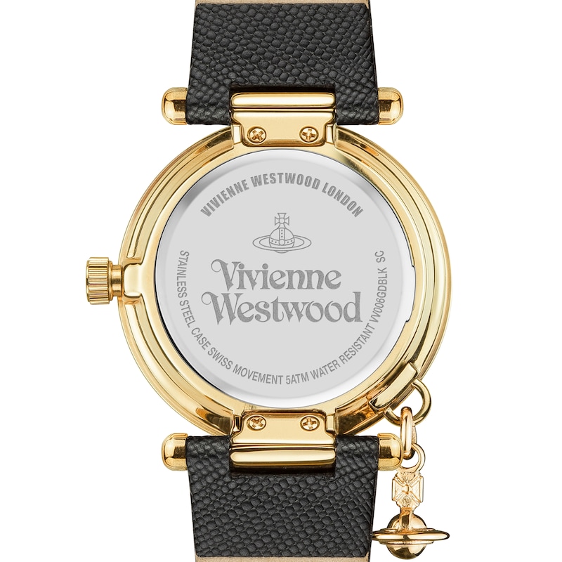 Vivienne Westwood Orb Ladies' Black Leather Strap Watch