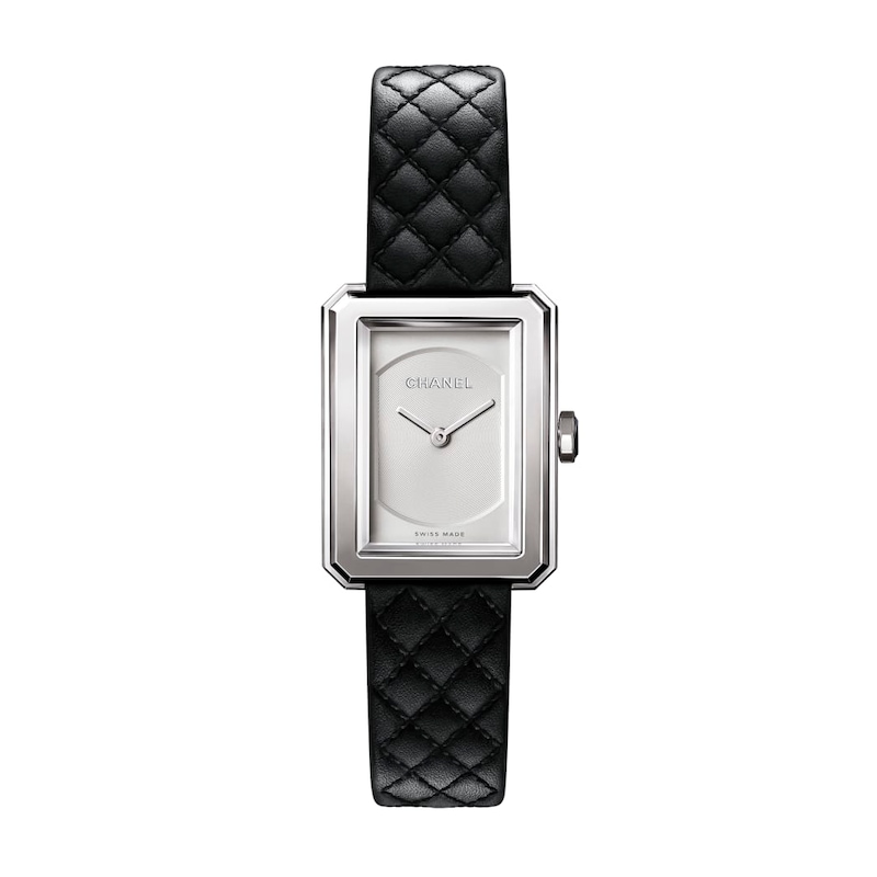 CHANEL Boy-Friend Ladies' Black Quilted Leather Strap Watch
