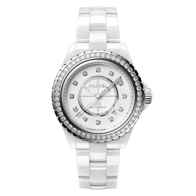 CHANEL J12 Diamond Bezel Ladies' White Ceramic Watch