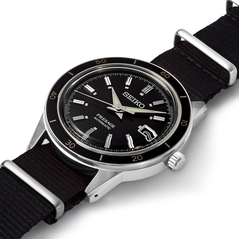 Seiko Presage 1960 Men’s Black Nylon Strap Watch