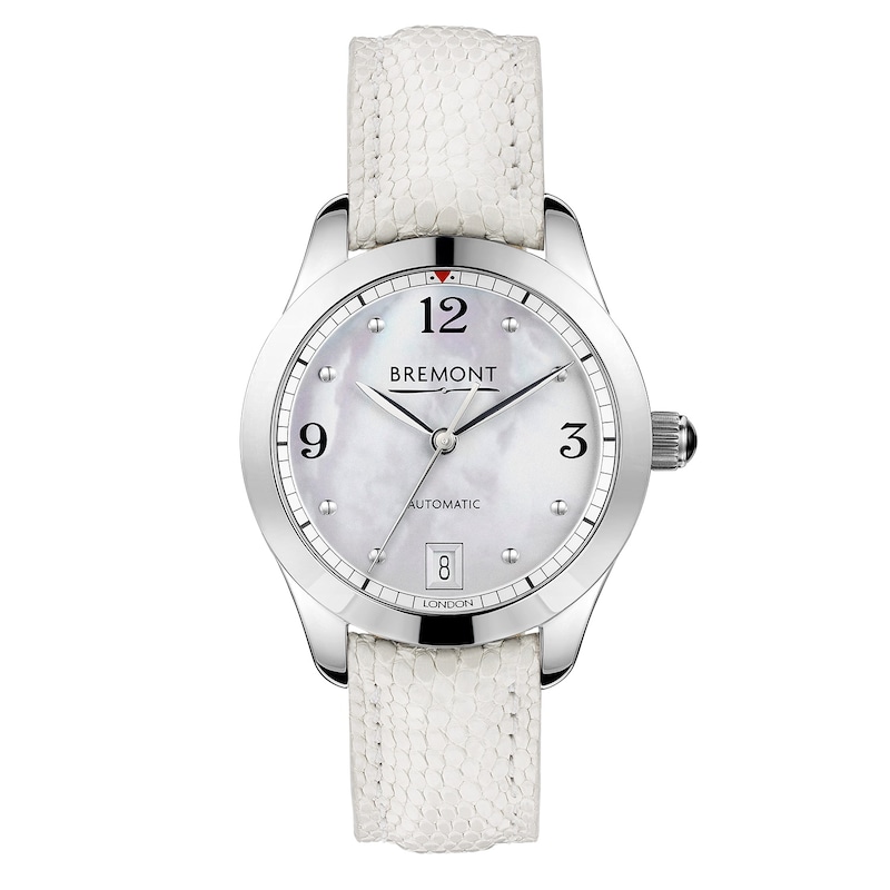 Bremont SOLO-34 AJ Ladies' White Leather Strap Watch