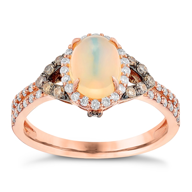 Le Vian 14ct Rose Gold Opal & 0.37ct Diamond Ring