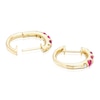 Thumbnail Image 1 of 9ct Yellow Gold Diamond & Ruby Hoop Earrings