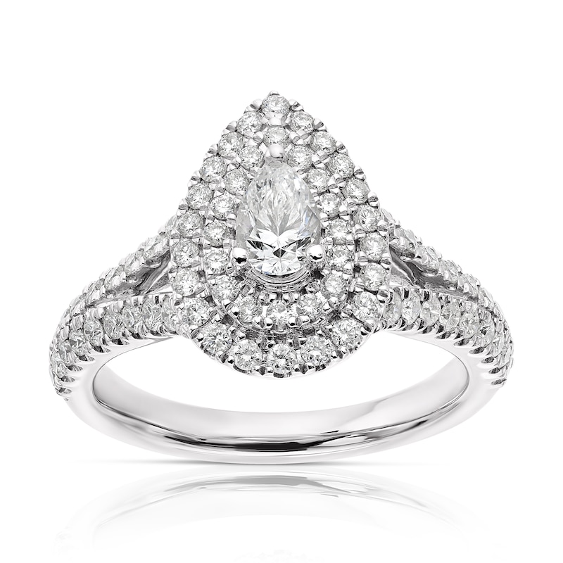 Vera Wang 18ct White Gold 0.95ct Total Diamond Pear Shaped Ring