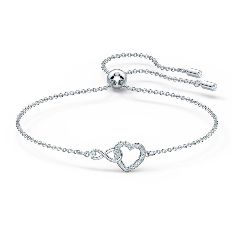 Swarovski Rhodium Plated 7 Inch Crystal Infinity Heart Bracelet