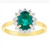 Thumbnail Image 0 of 9ct Gold Created Emerald And Cubic Zirconia Cluster Ring