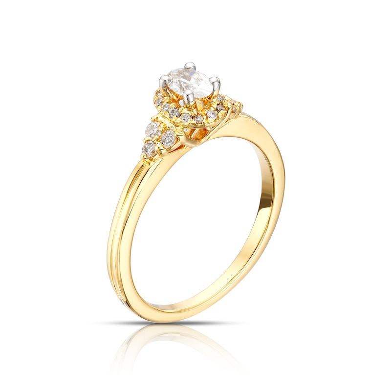 9ct Yellow Gold 0.37ct Total Diamond Oval Halo Ring