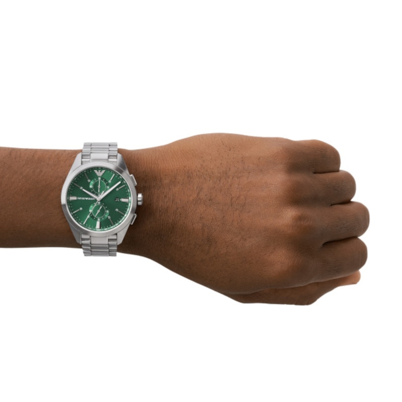 Emporio Armani Men's Green Chronograph Stainless Steel Watch