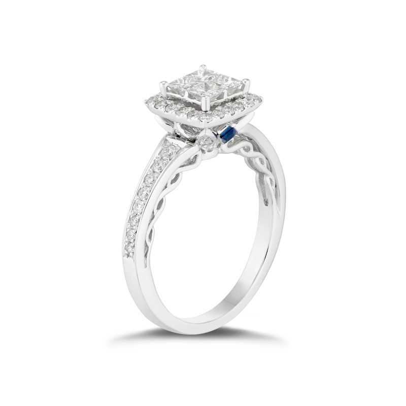Vera Wang 18ct White Gold 0.69ct Diamond Princess Shaped Halo Ring
