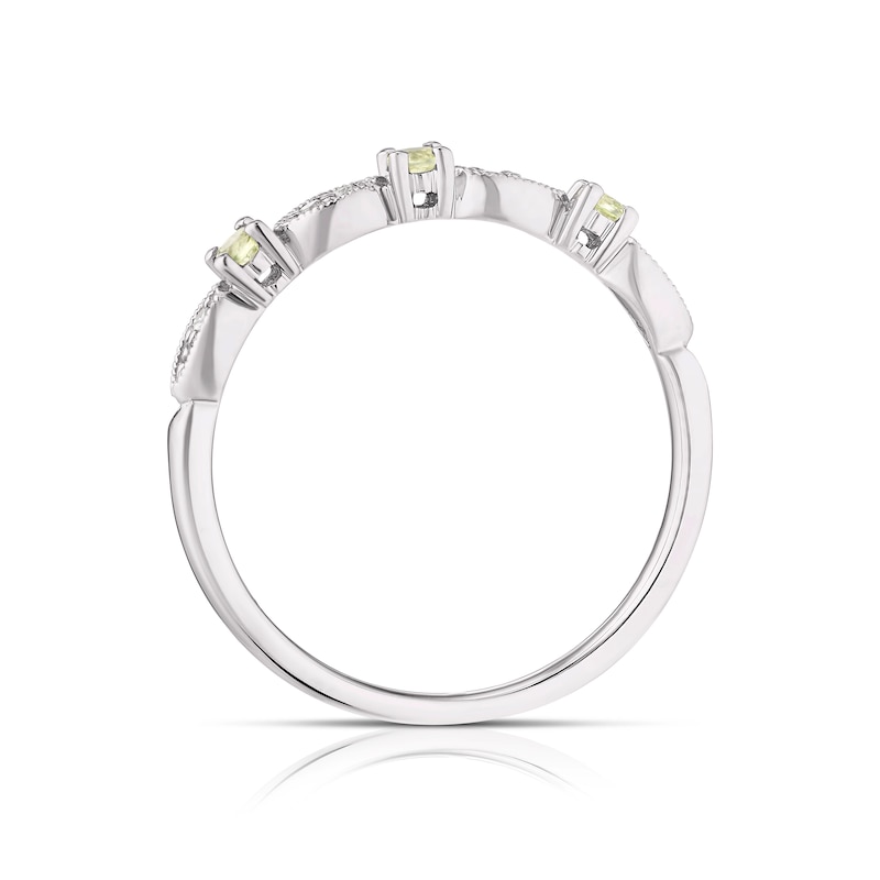 9ct White Gold Peridot & Diamond Eternity Ring