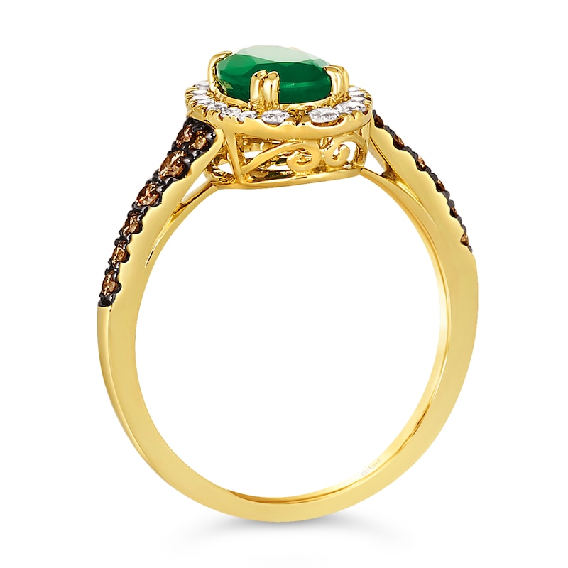 Le Vian 14ct Yellow Gold Emerald 0.45ct Diamond Ring