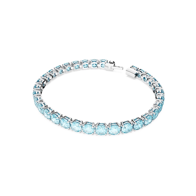 Swarovski Matrix Blue Crystal Baguette Cut 7 Inch Tennis Bracelet