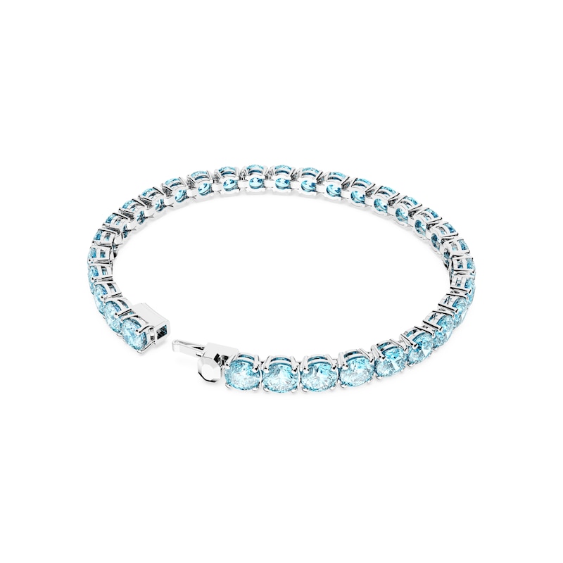 Swarovski Matrix Blue Crystal Baguette Cut 7 Inch Tennis Bracelet
