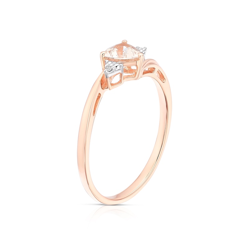 9ct Rose Gold Morganite 0.008ct Diamond Pear Cut Ring