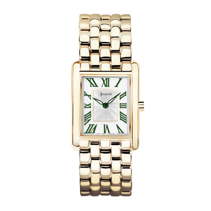 Accurist Rectangle White Dial Gold-Tone Bracelet Watch
