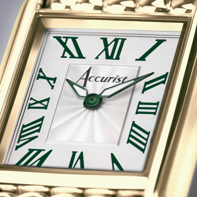Accurist Rectangle White Dial Gold-Tone Bracelet Watch