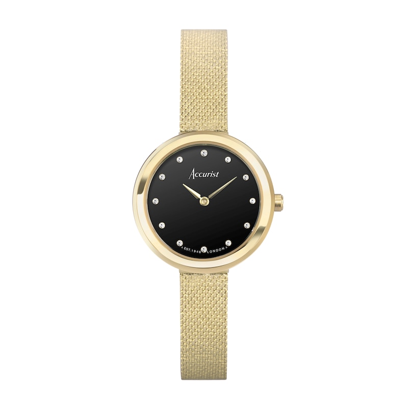 Accurist Jewellery Ladies' Onyx Dial Gold-Tone Bracelet Watch