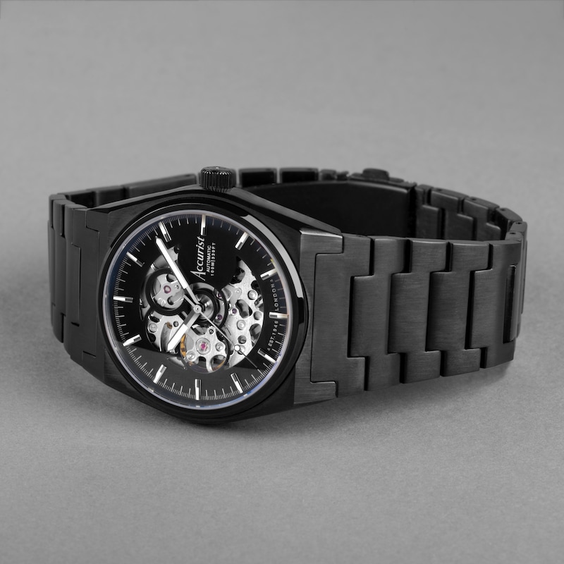 Accurist Men's Origin Skeleton Automatic Black Stainless Steel Bracelet 41mm Watch