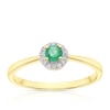 Thumbnail Image 0 of 9ct Yellow Gold Emerald 0.04ct Diamond Halo Ring
