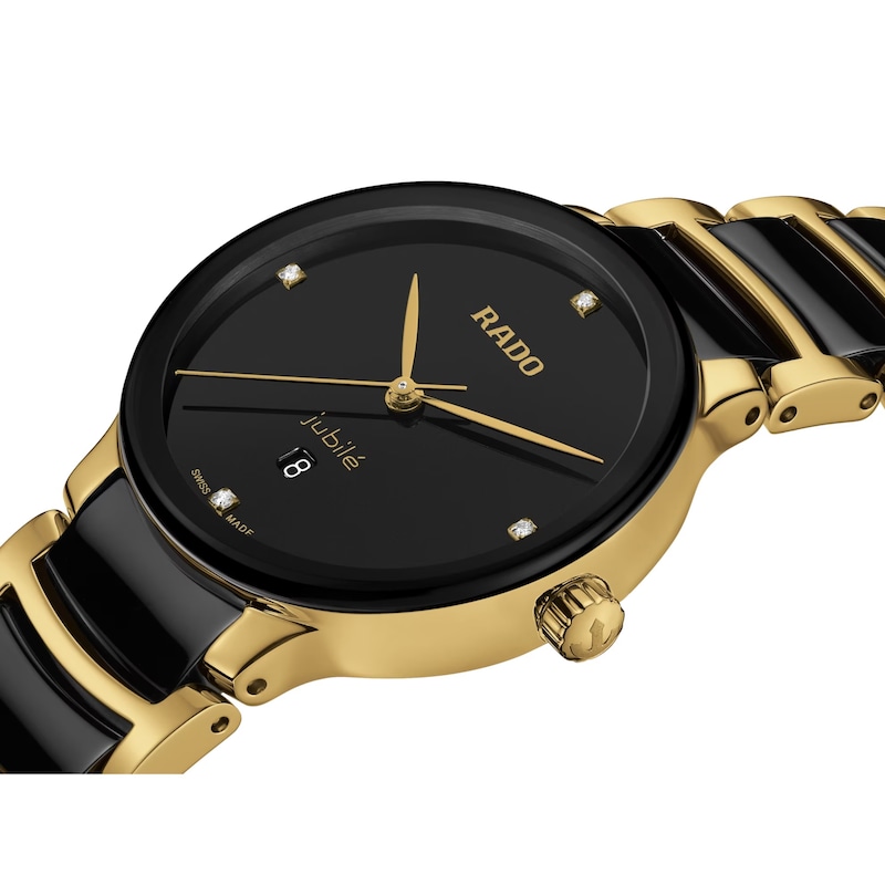 Rado Centrix Diamond & Yellow Gold-Tone PVD Bracelet Watch