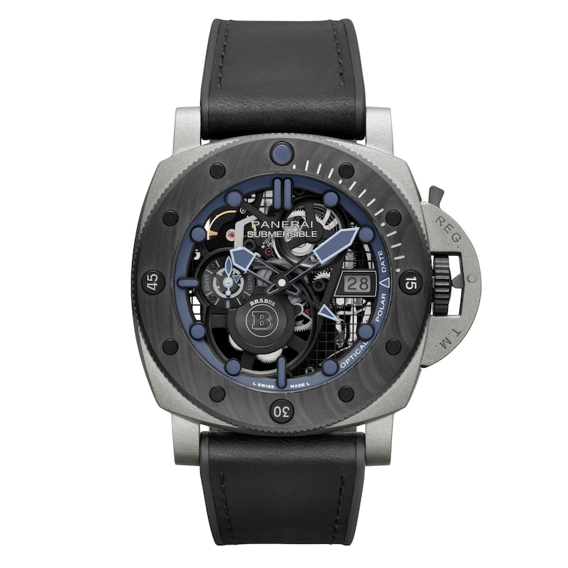 Panerai Submersible S Brabus Blue Shadow Limited Edition 47mm Black Leather Strap Watch