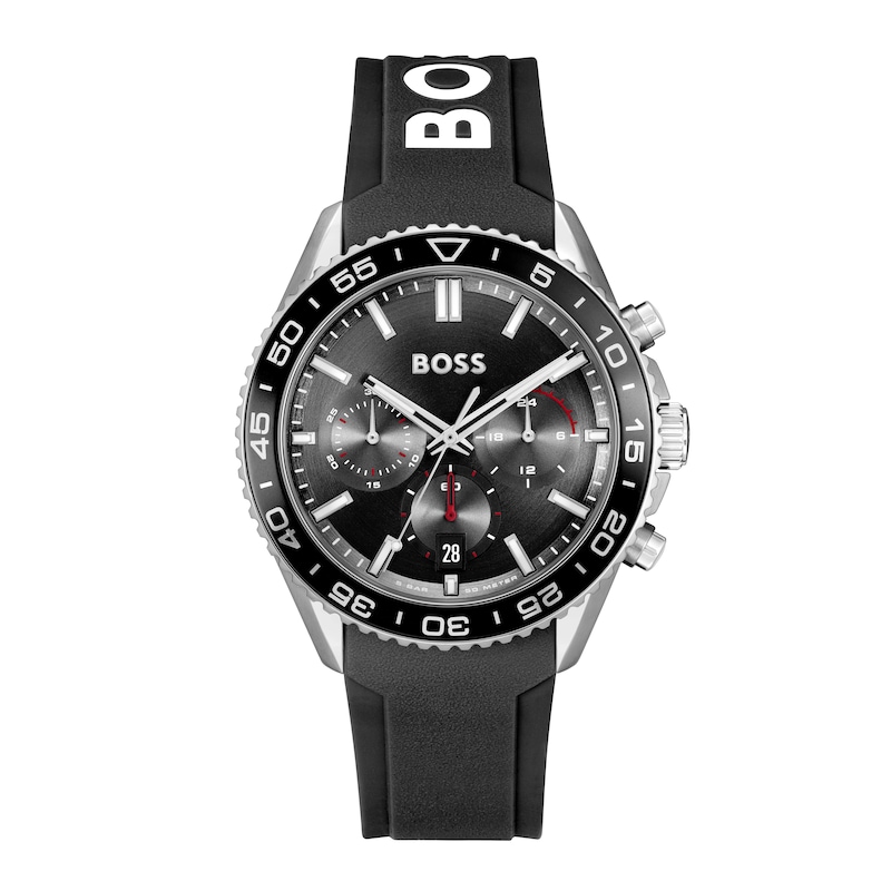 BOSS Runner Men's Chronograph Black Silicone Strap Watch