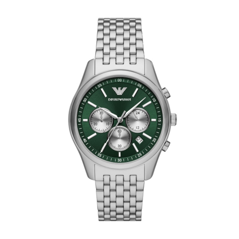 Emporio Armani 41mm Chronograph Green Dial & Stainless Steel Watch