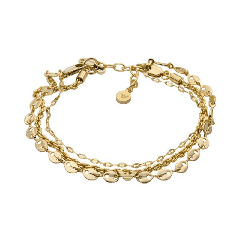 Emporio Armani Ladies' Gold-Tone 6 Inch Multi Strand Chain Bracelet