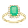 Thumbnail Image 0 of 9ct Yellow Gold Emerald & 0.25ct Diamond Halo Ring