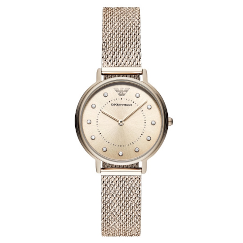 Emporio Armani Ladies' Rose Gold-Tone Mesh Bracelet Watch