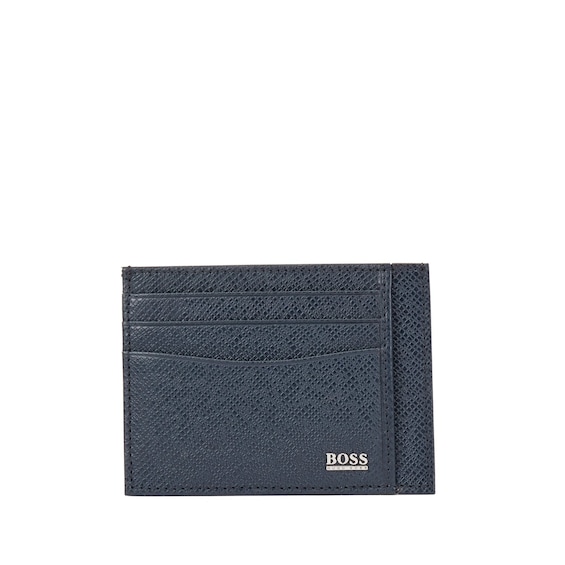 BOSS Textured Grey Leather Card Holder