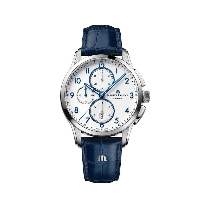 Maurice Lacroix Pontos Men's Blue Leather Strap Watch
