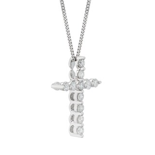 9ct White Gold 0.15ct Diamond Cross Pendant Ernest Jones