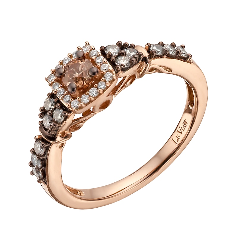 Le Vian 14ct Rose Gold 0.45ct Chocolate Diamond Princess Halo Ring