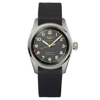 Longines Spirit 40 Men's Black Fabric Strap Watch Ernest Jones