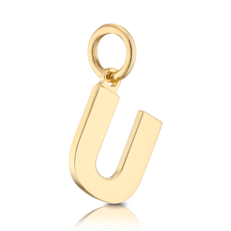 9ct Yellow Gold 'U' Initial Pendant (No chain)