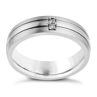 Titanium Matt & Polished Diamond Set Ring Ernest Jones