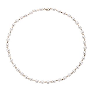 9ct Yellow Gold Cultured Freshwater Pearl And Bead Necklace Ernest Jones