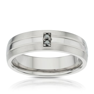 Titanium Treated Black Diamond Men's Ring Ernest Jones