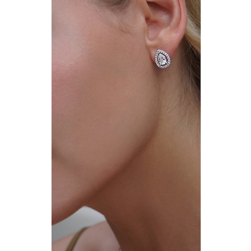 CARAT* LONDON Sterling Silver Stone Set Pear Stud Earrings