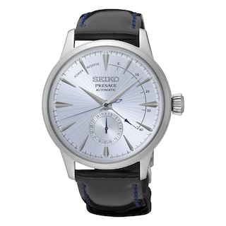 Seiko Presage Men’s Black Leather Strap Watch Ernest Jones