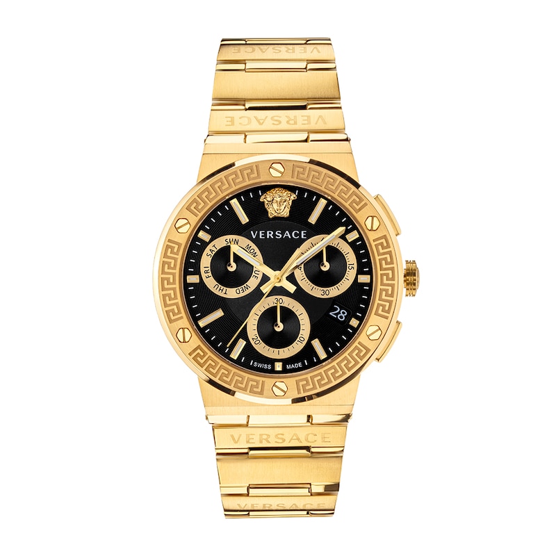 Versace Greca Logo Chronograph Gold-Tone Bracelet Watch