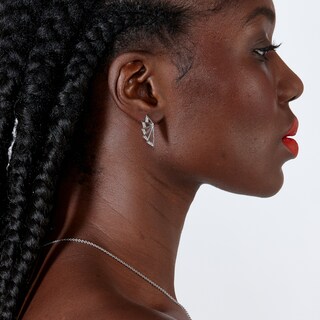 Lucy Quartermaine Art Deco Silver White Topaz Stud Earrings Ernest Jones