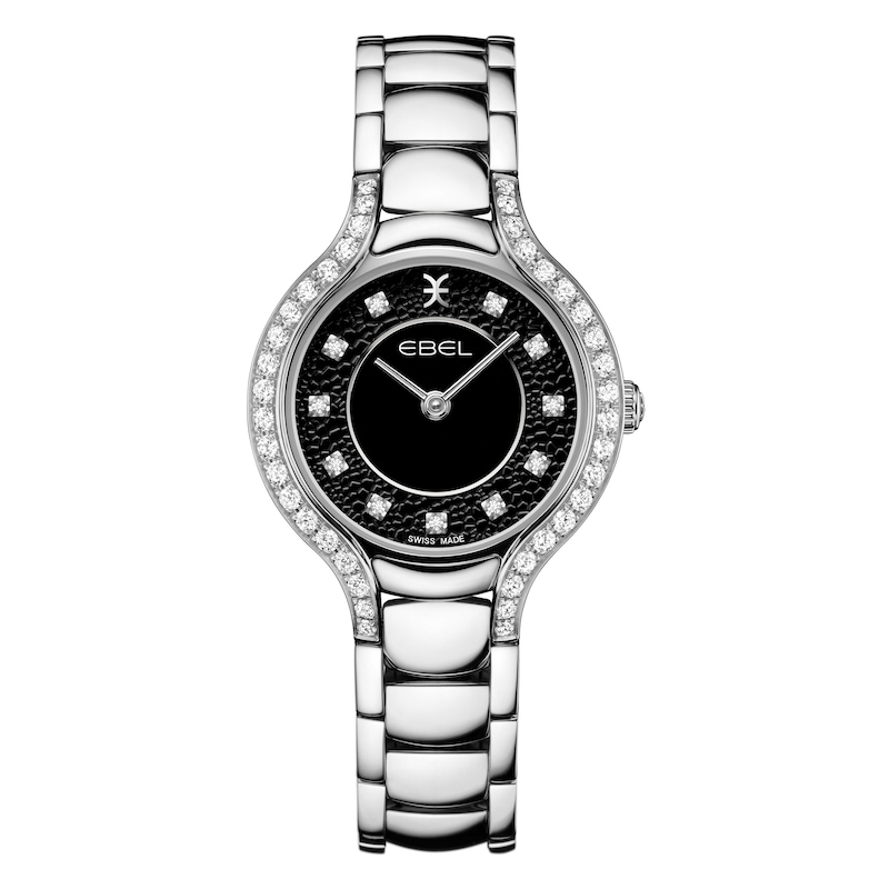 Ebel Beluga Diamond Ladies' Black Dial Stainless Steel Bracelet Watch