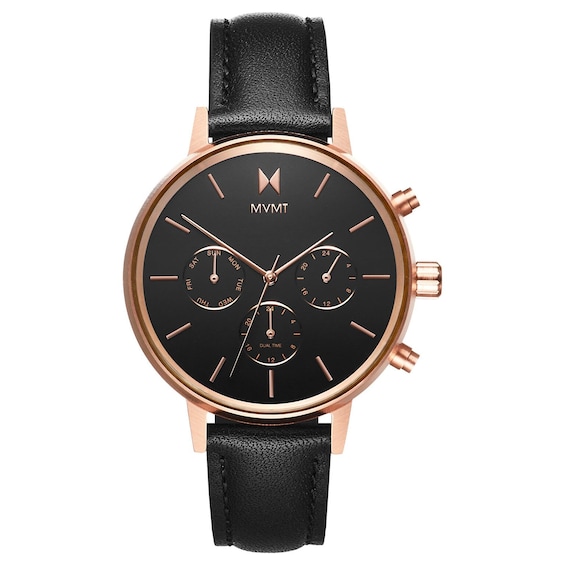 MVMT Nova Ladies’ Black Leather Strap Watch