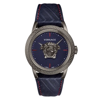 Versace Palazzo Empire Men's Ip Blue Strap Watch Ernest Jones