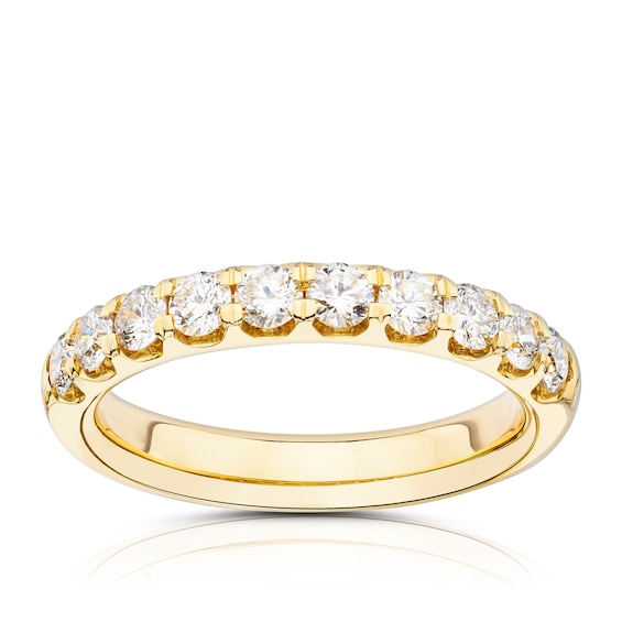 14ct Yellow Gold 0.75ct Diamond Claw Set Eternity Ring