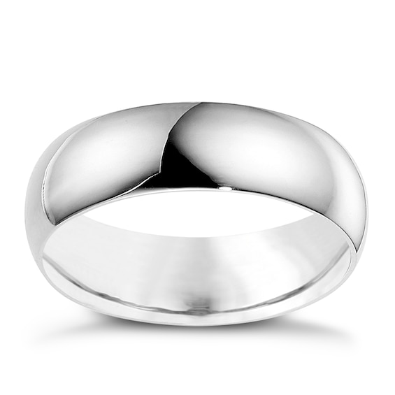 14ct White Gold Extra Heavyweight D Shape Wedding Ring 8mm