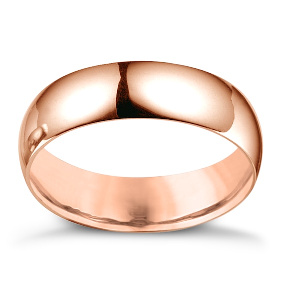14ct Rose Gold Extra Heavyweight Court Ring 6mm