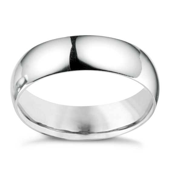 14ct White Gold Extra Heavyweight Court Ring 6mm